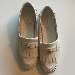 White Chanel Loafers